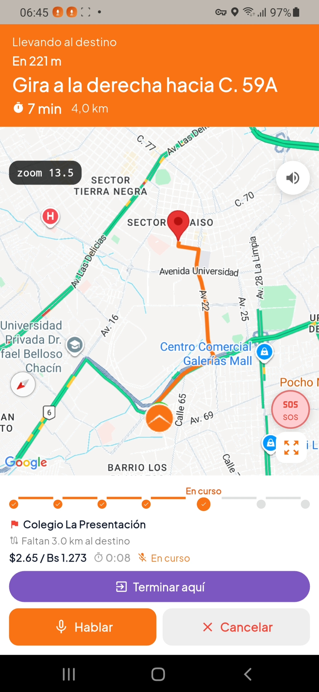 Viaje en curso